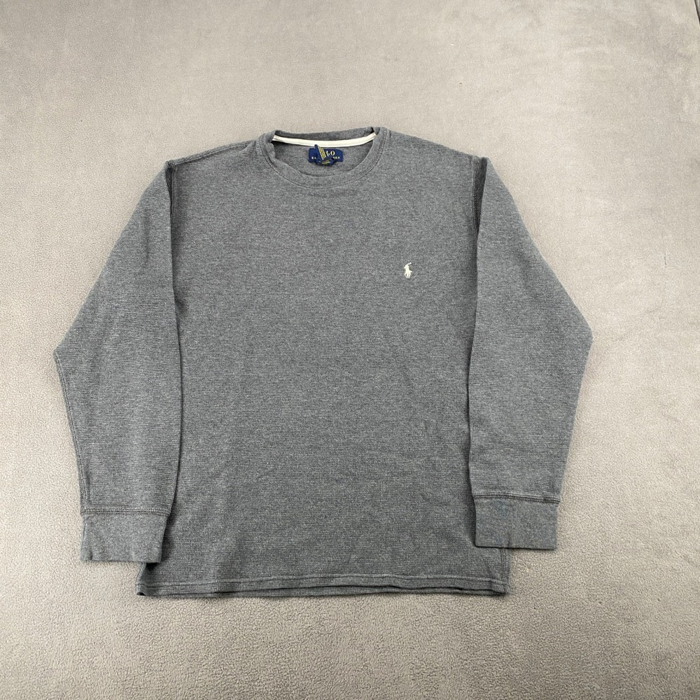 Polo Ralph Lauren Mens Gray Waffle Knit Thermal Long Sleeve Shirt Large 6917